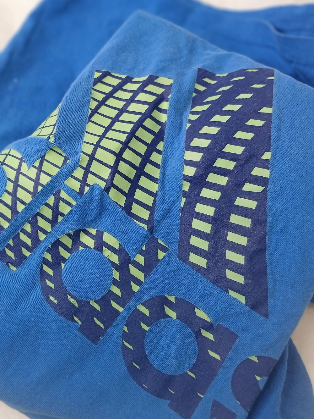 adidas Bright Blue Tee with Navy and Lime Graphic